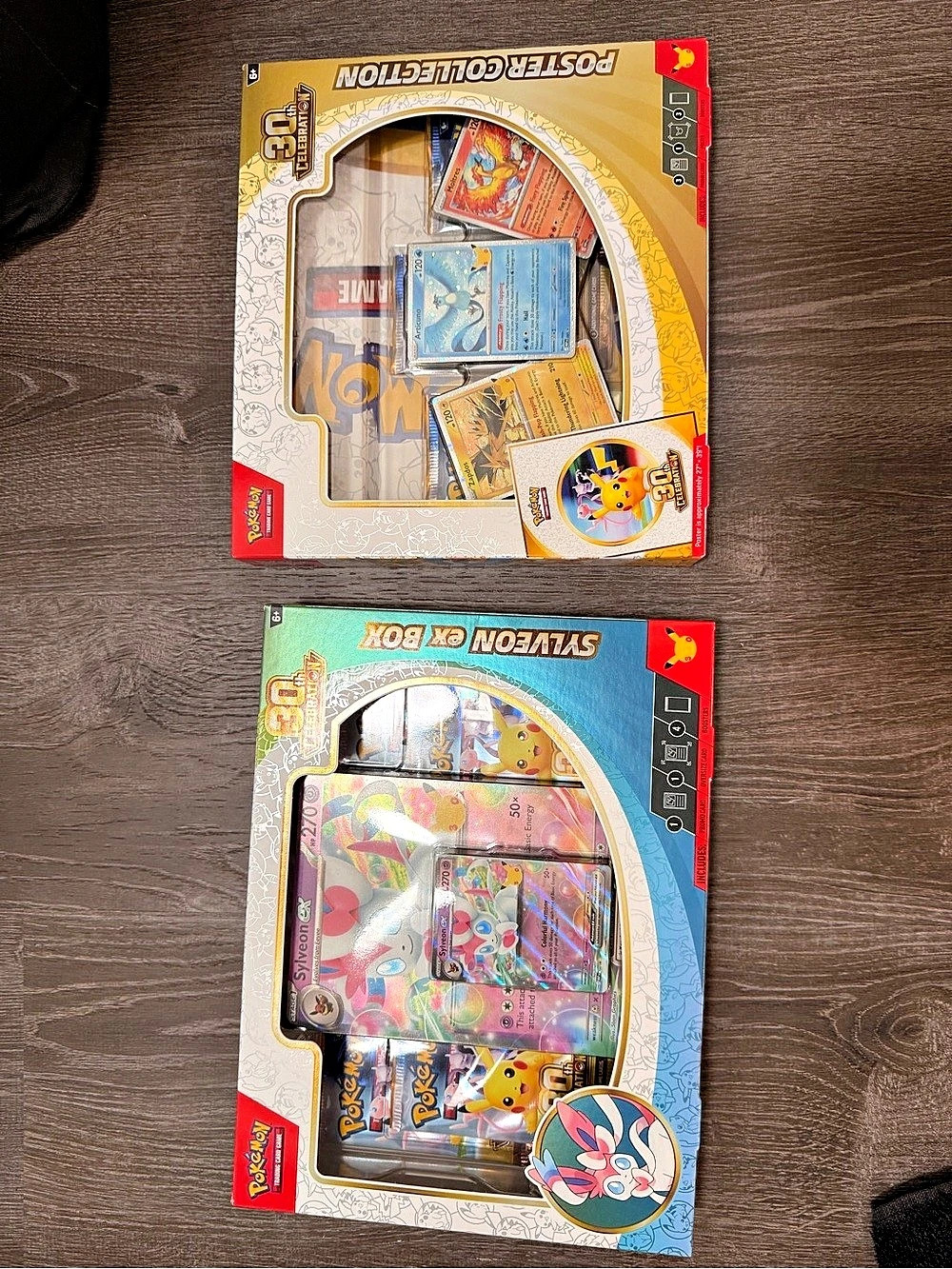 Pokémon TCG: 30th Celebration AND Sylveon ex Box Trading Cards.